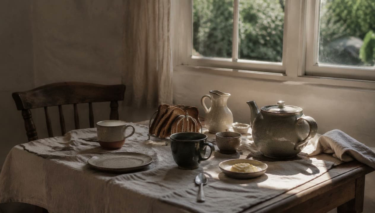 Breakfast, laid for two, the first frame of the clip